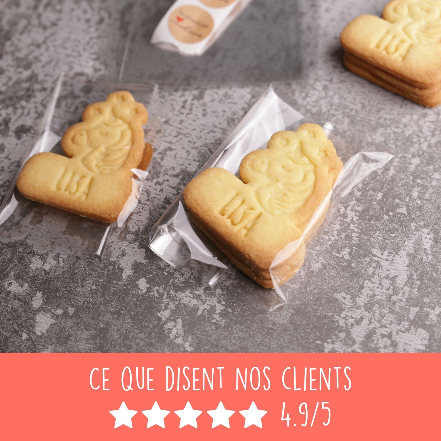 Sachets biscuits personnalisés - cadeau invité parfait