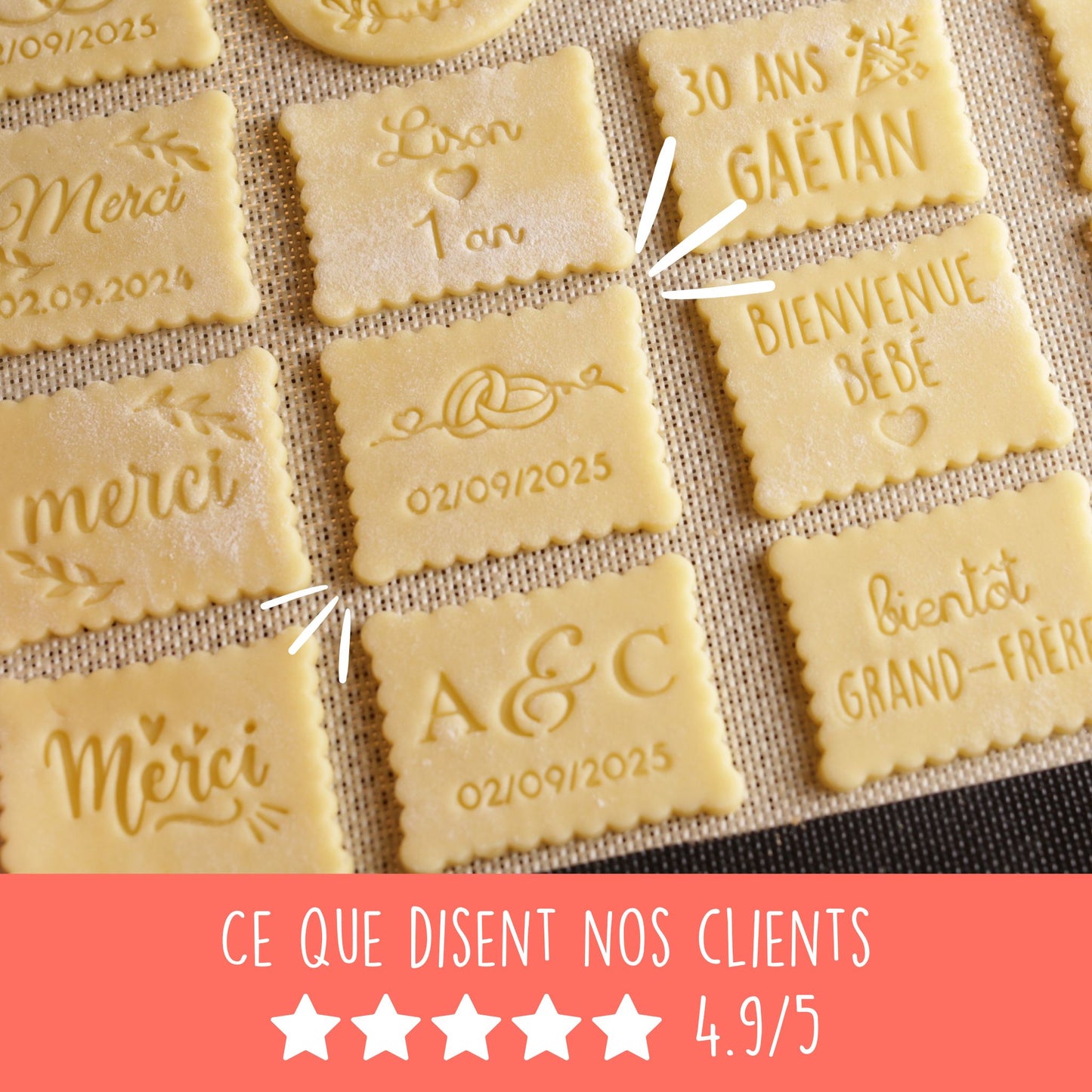 Emporte-pièce personnalisé mariage – Alliances & Date gravée