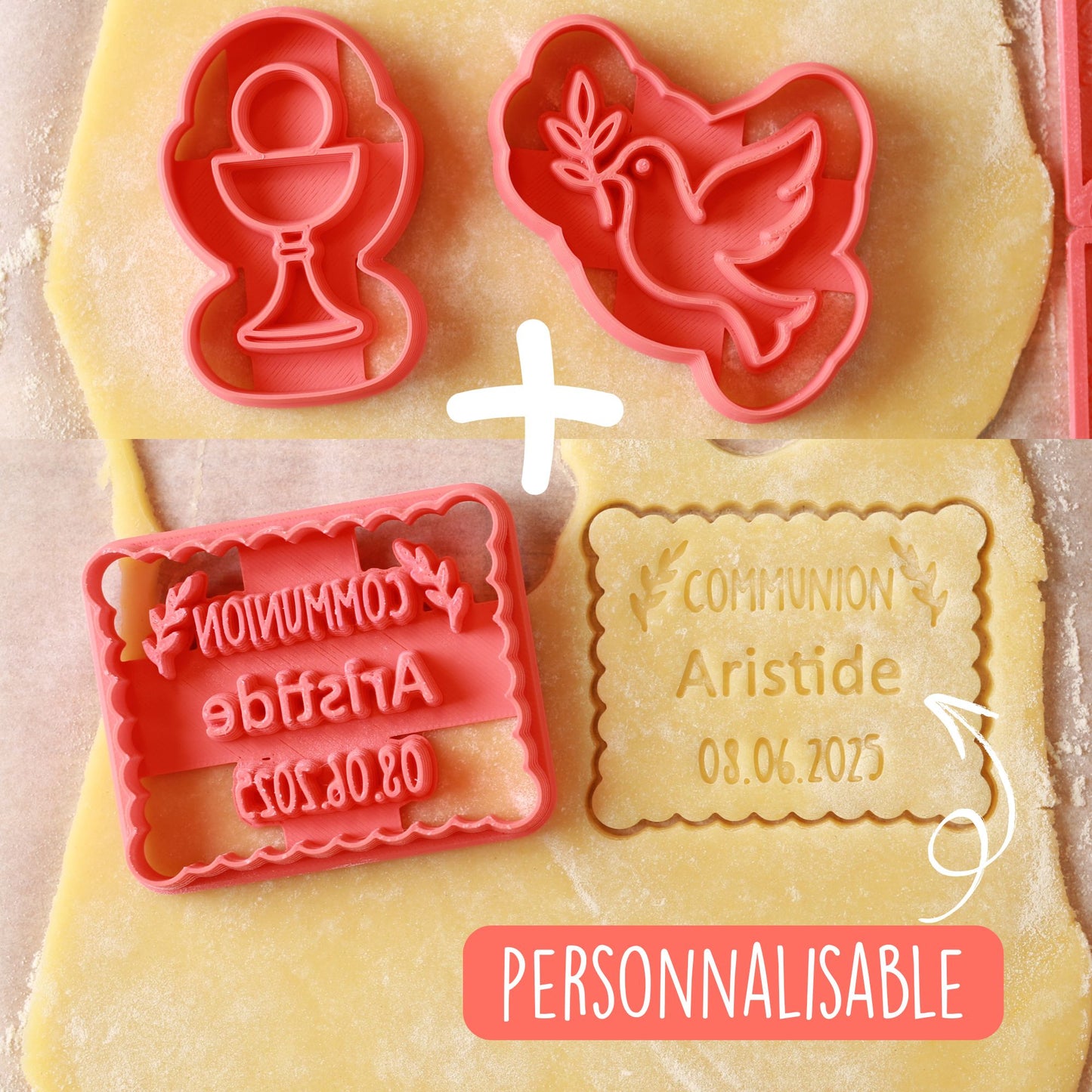Pack emporte-pièces communion personnalisés + règles