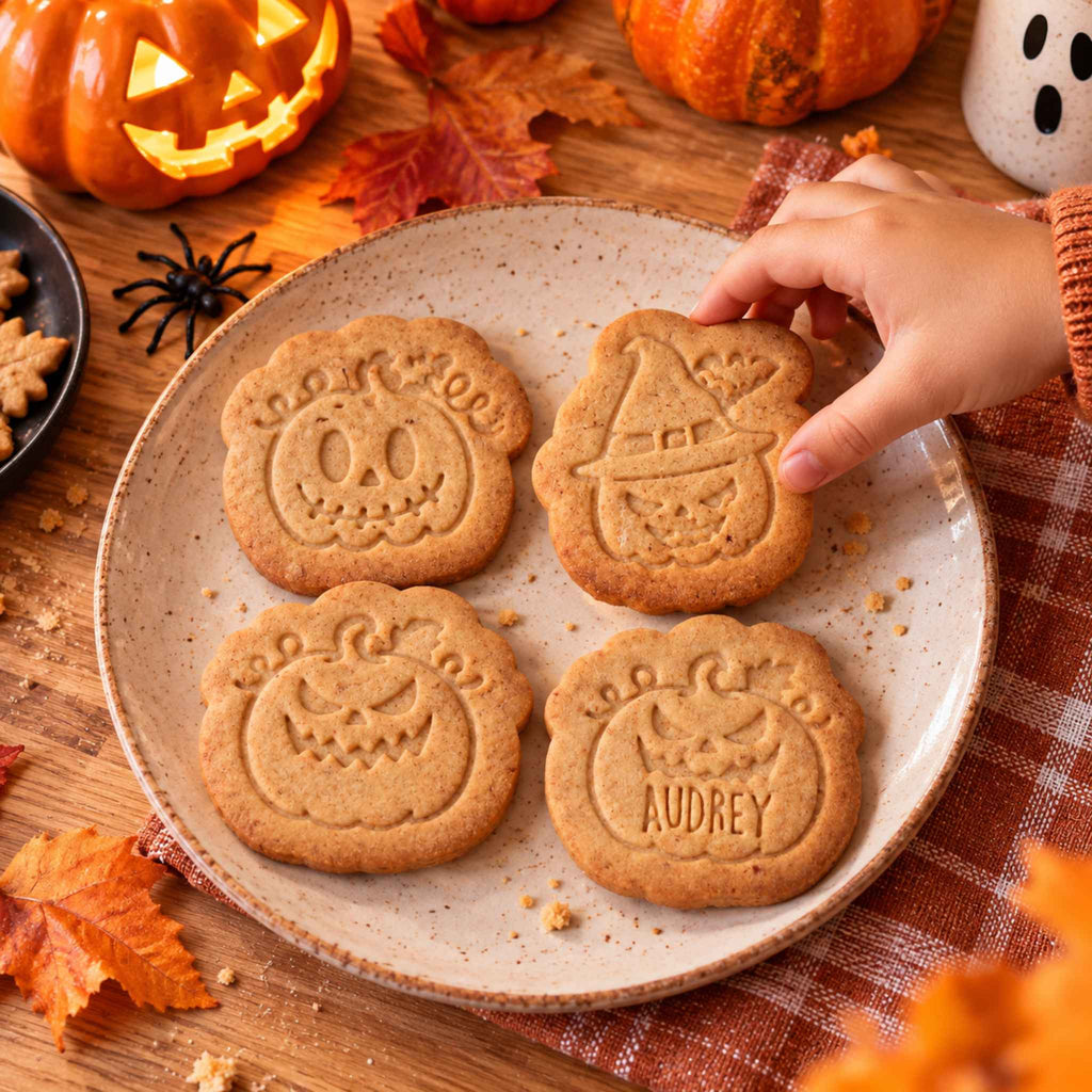 Activité pâtisserie en famille avec des biscuits citrouilles Halloween
