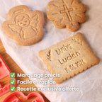 Gros plan sur le kit emporte-pièce pour des biscuits personnalisés pour un baptême