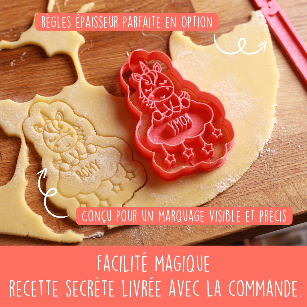 Emporte-pièce licorne avec prénom personnalisé