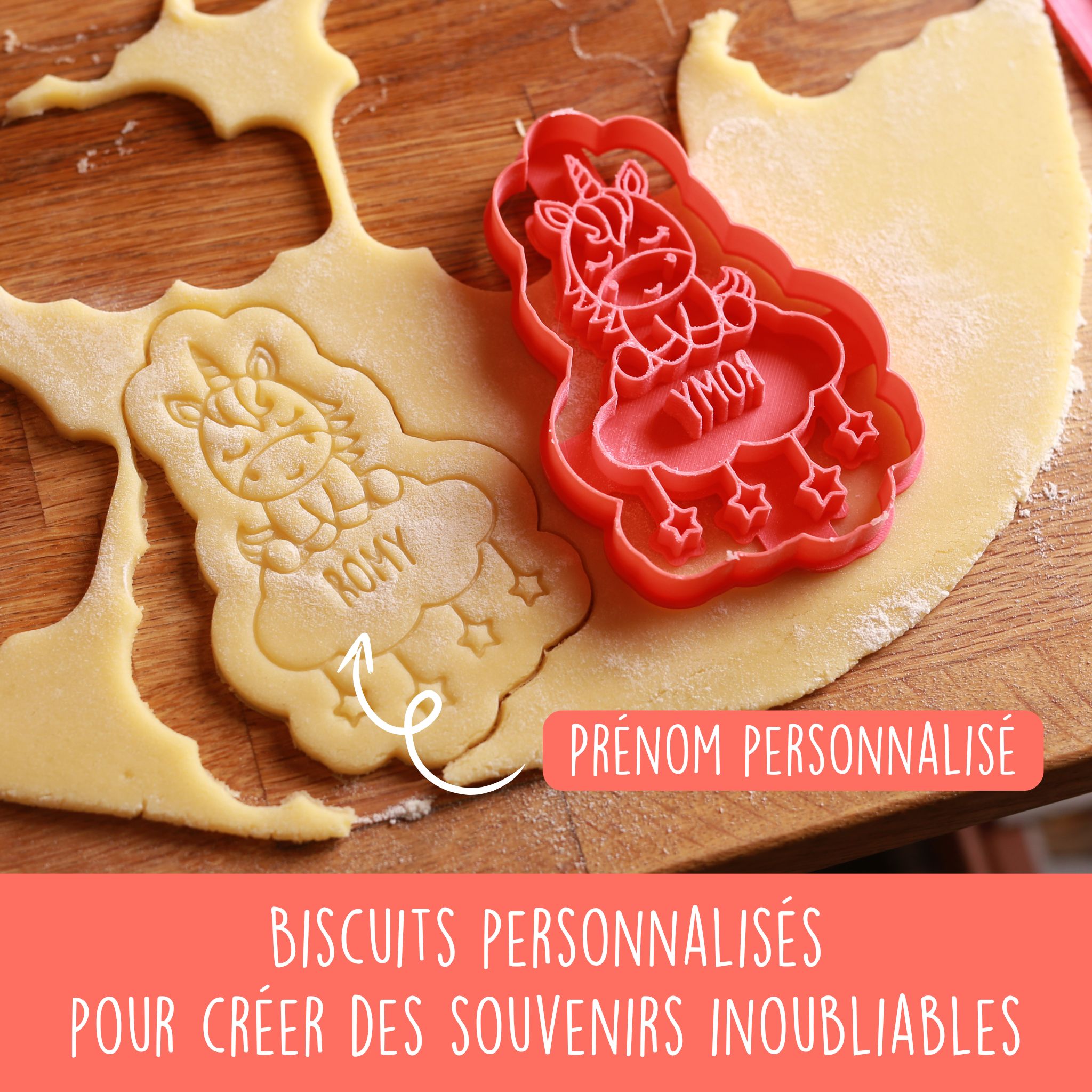 Emporte-pièce licorne avec prénom personnalisé