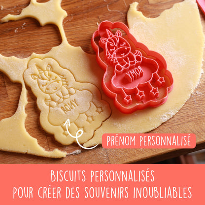 Emporte-pièce licorne avec prénom personnalisé