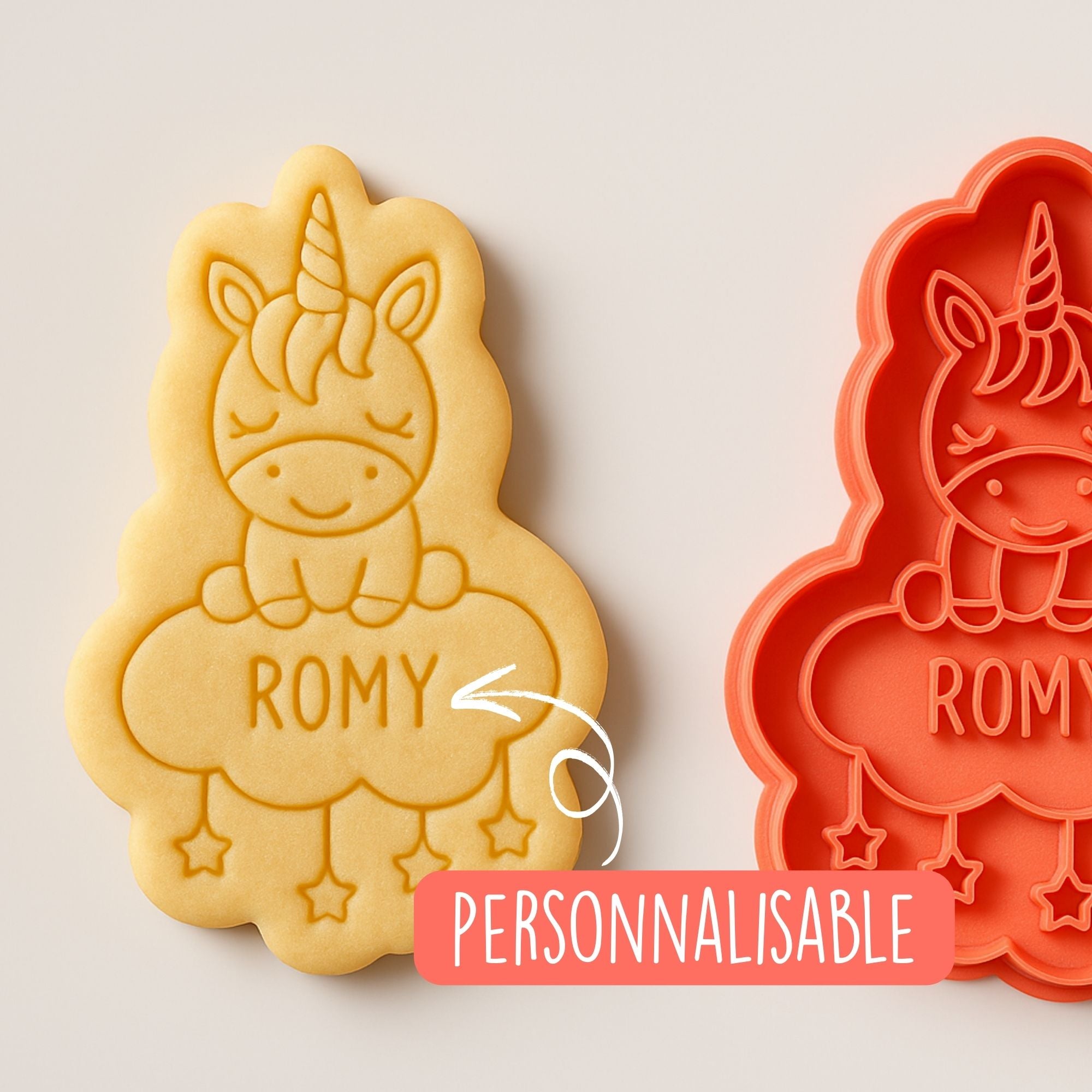 Emporte-pièce licorne avec prénom personnalisé