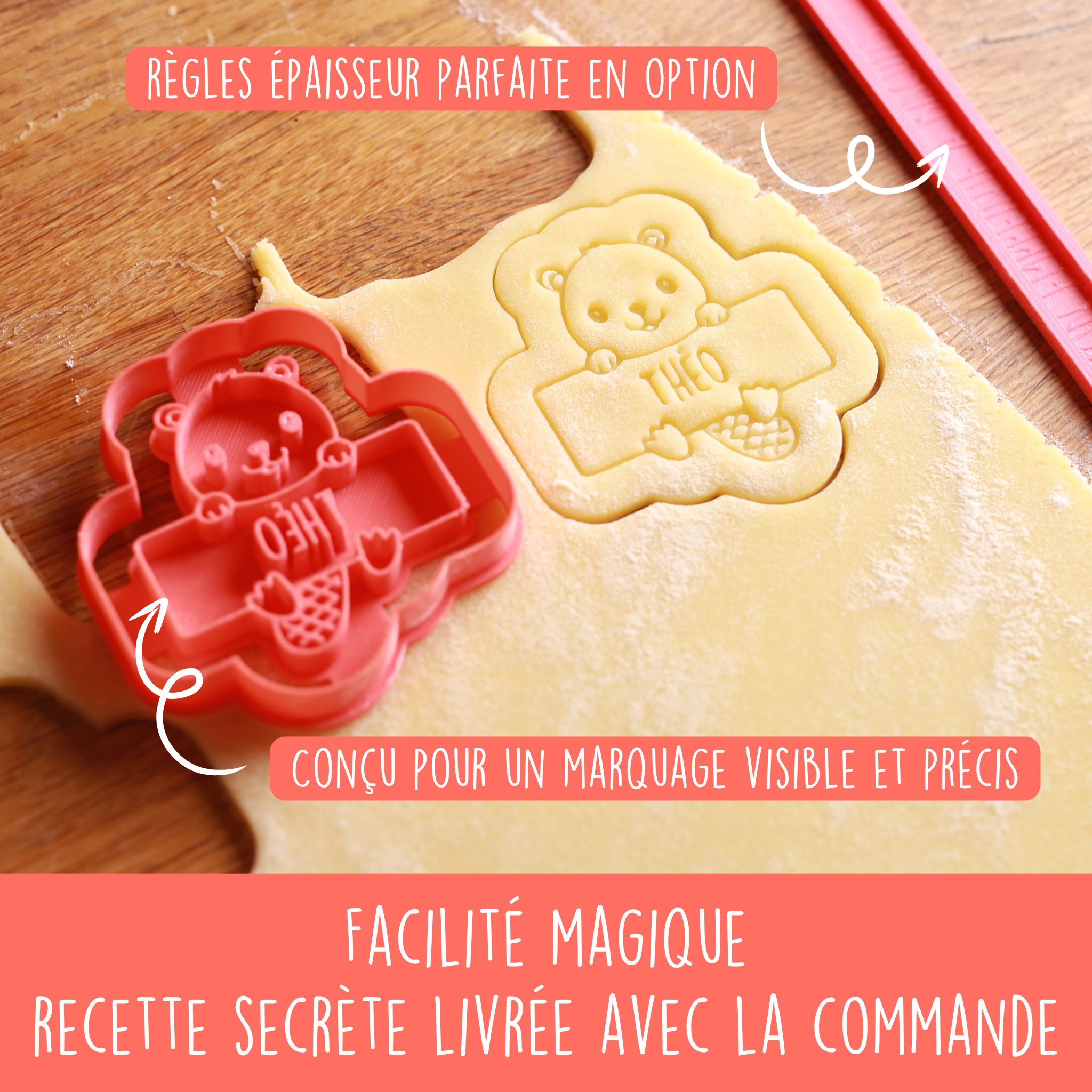 Emporte-pièce animaux de la forêt personnalisable avec prénom