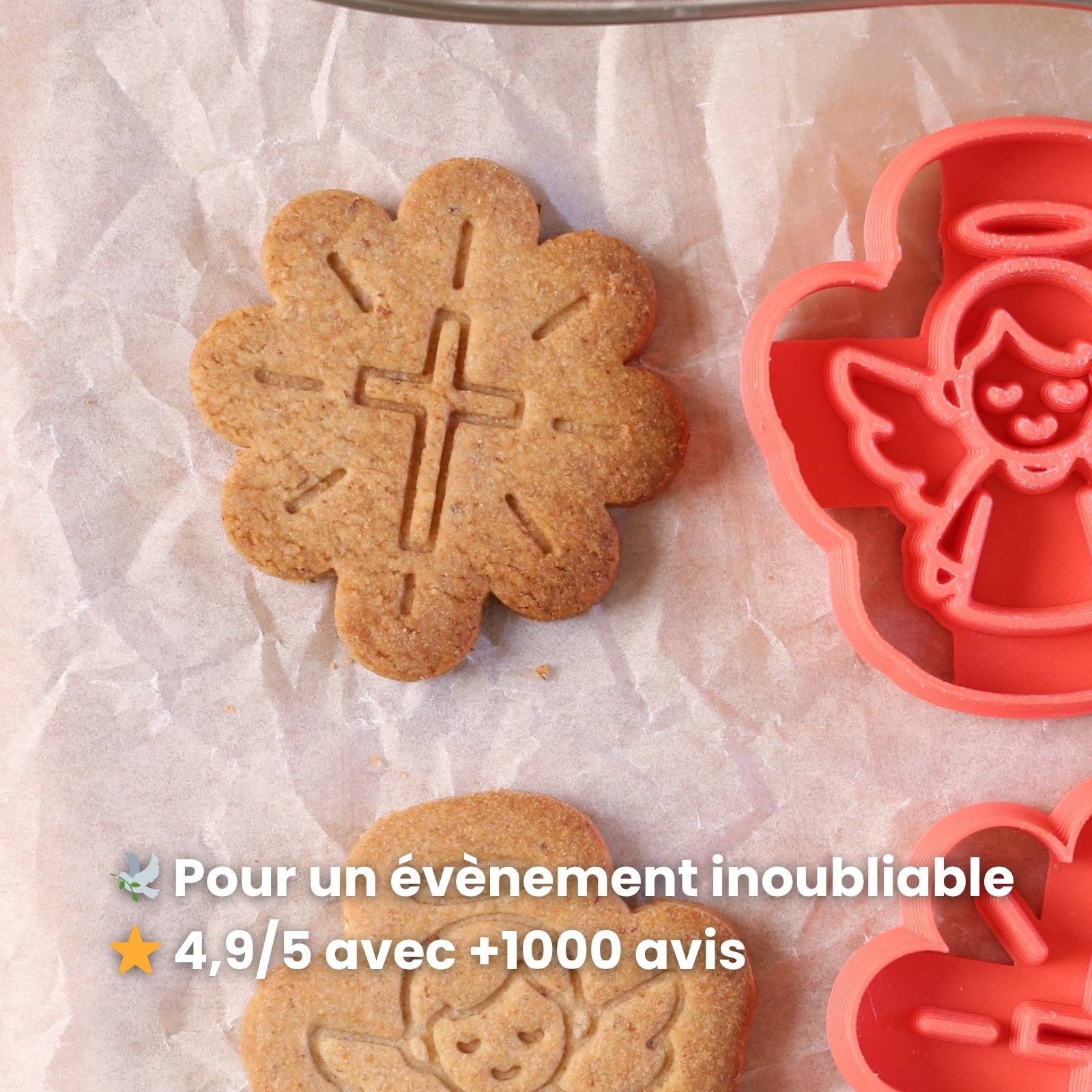 Biscuit personnalisé croix pour une communion signé Mon Empreinte à Biscuits, une idée pâtisserie maison