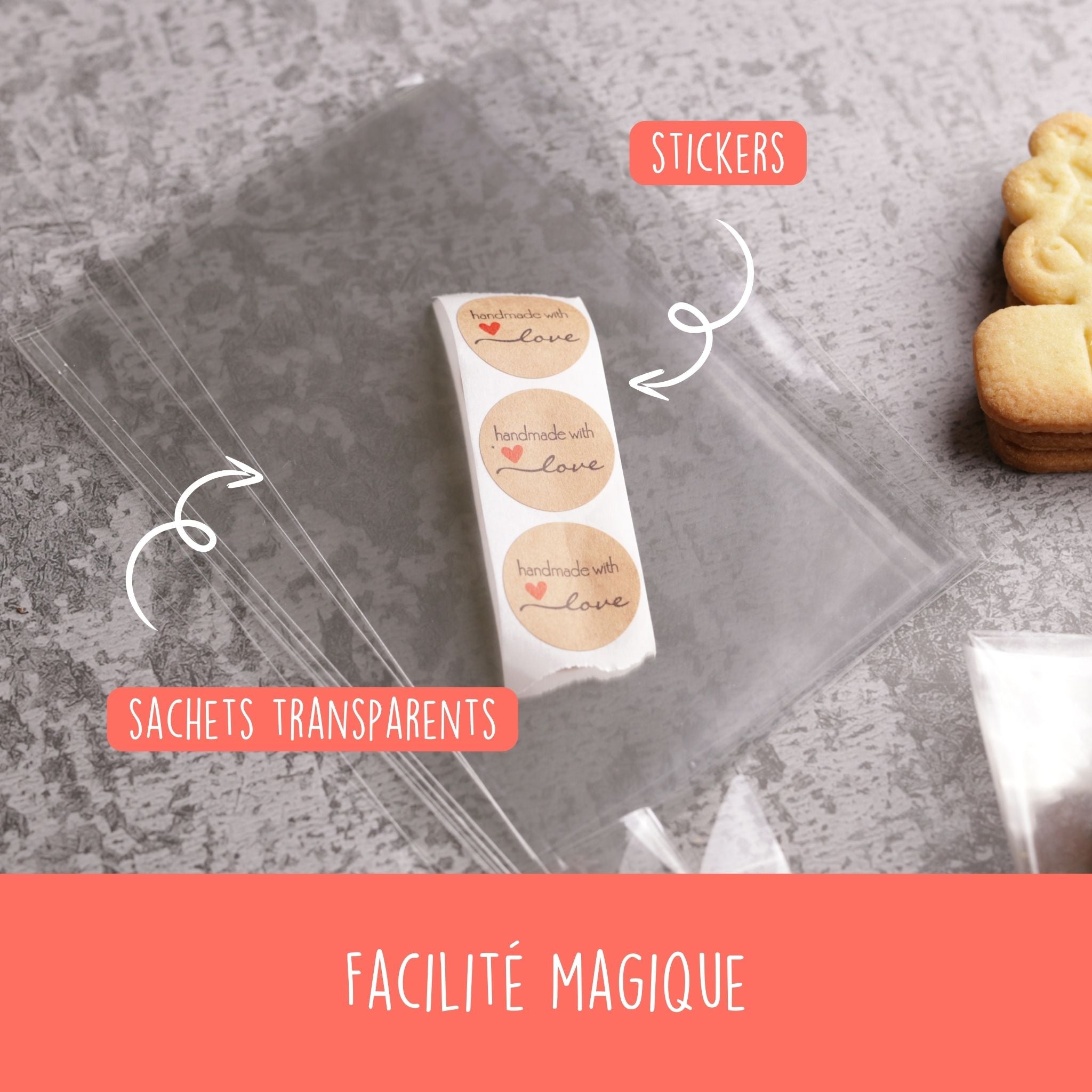 Sachets biscuits personnalisés - cadeau invité parfait