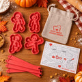 Contenu du kit : 4 emporte-pièces squelettes, règles d'épaisseur, pochon en lin et recette