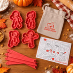 Contenu du kit : 4 emporte-pièces squelettes, règles d'épaisseur, pochon en lin et recette