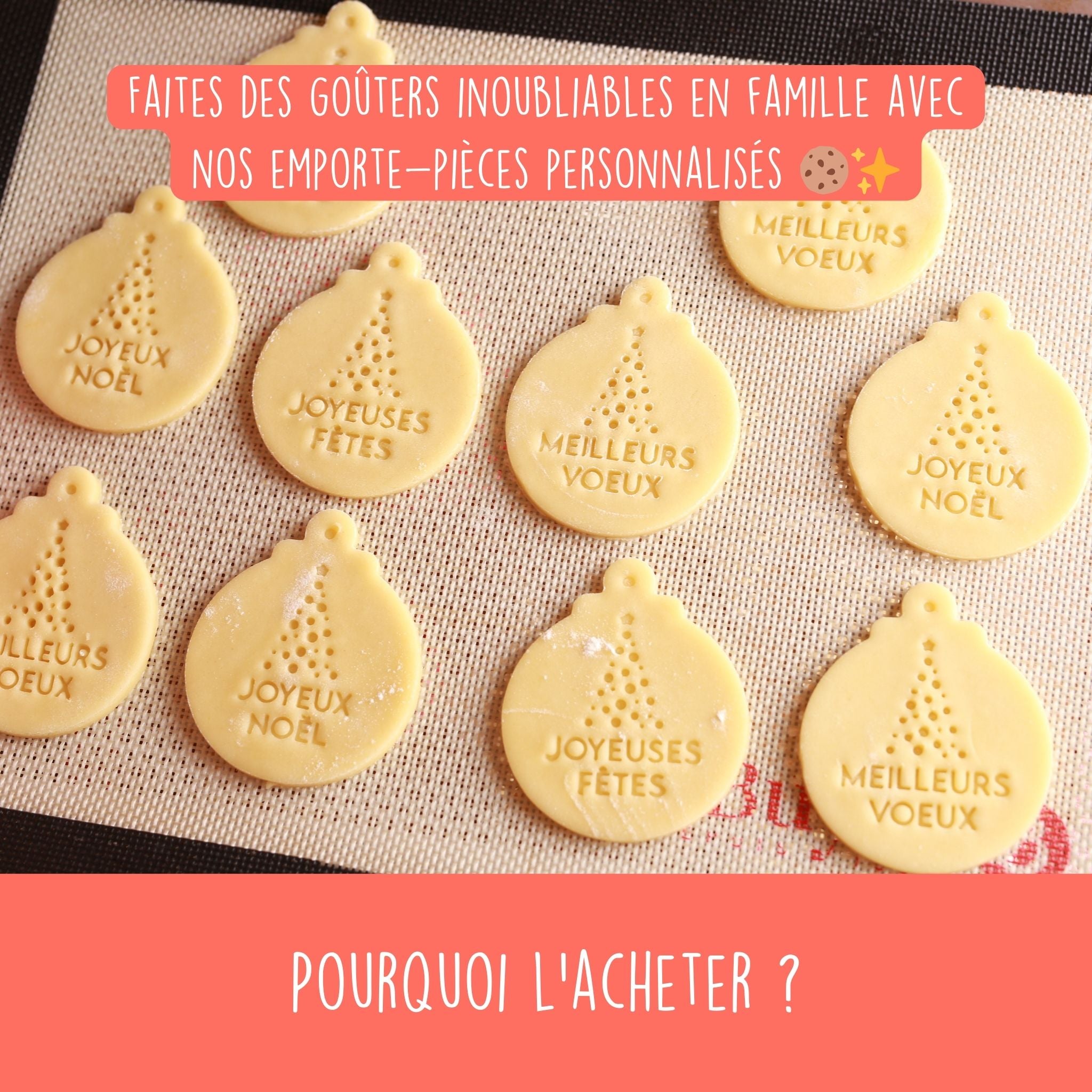 Emporte-pièce "Meilleurs Vœux" en forme de boule de Noël