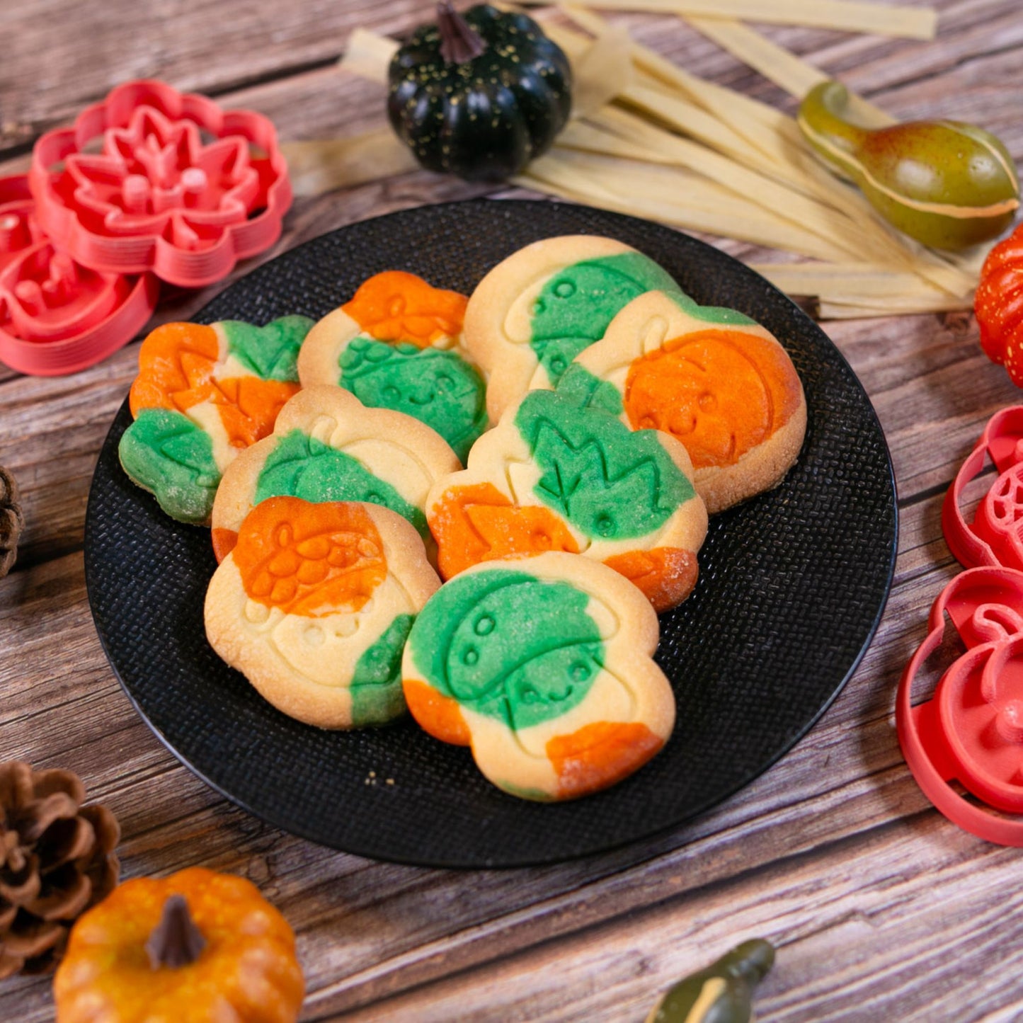 Coffret Emporte-pièces Automne + règles + 2 colorants