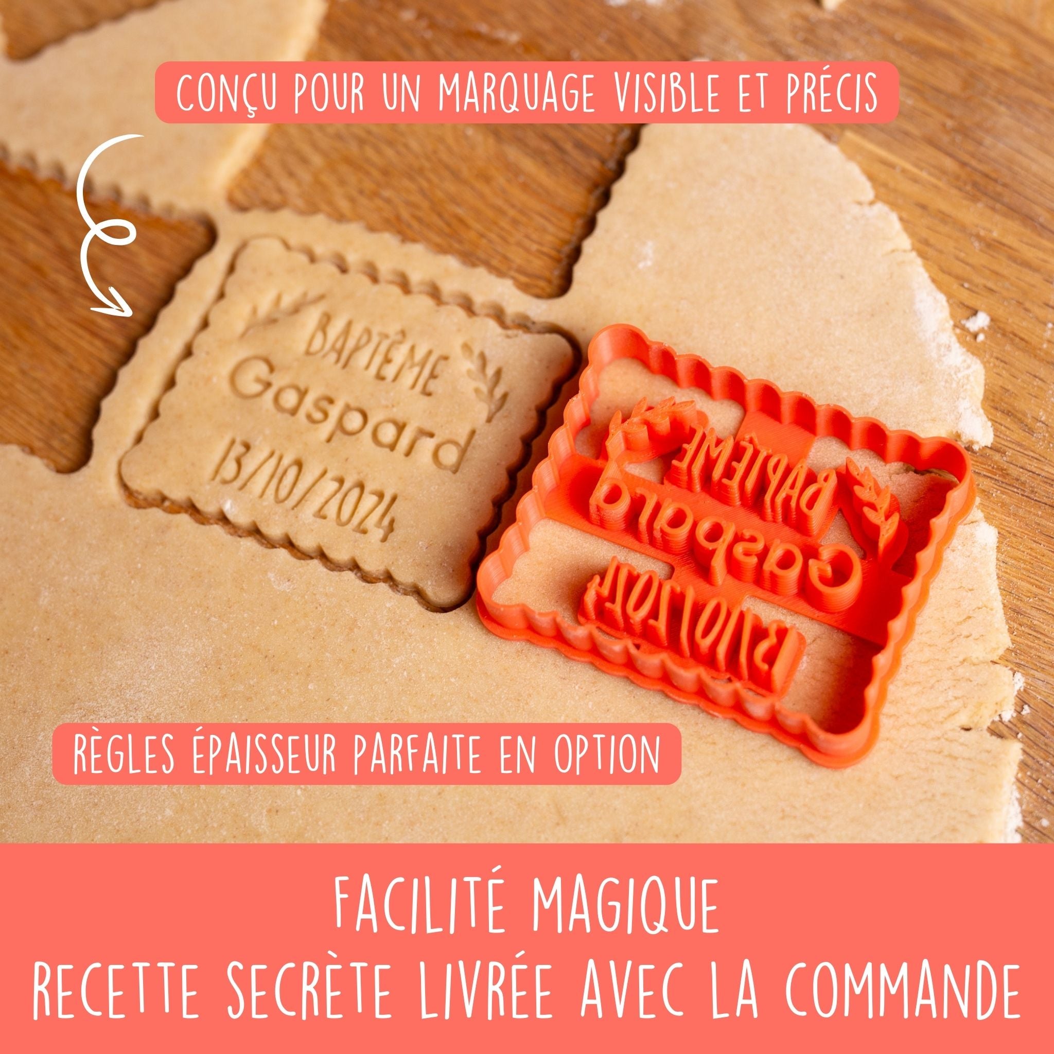 Emporte-pièce personnalisé Baptême - Biscuits personnalisés