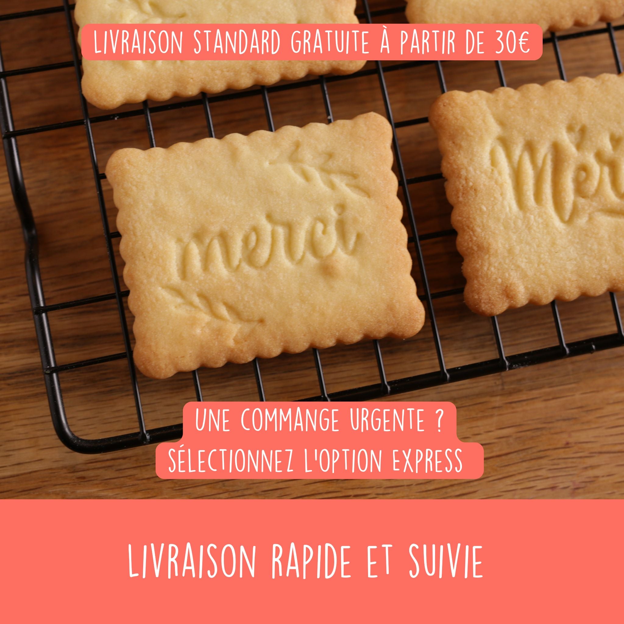 Emporte-pièce "Merci" avec feuilles de laurier ou eucalyptus