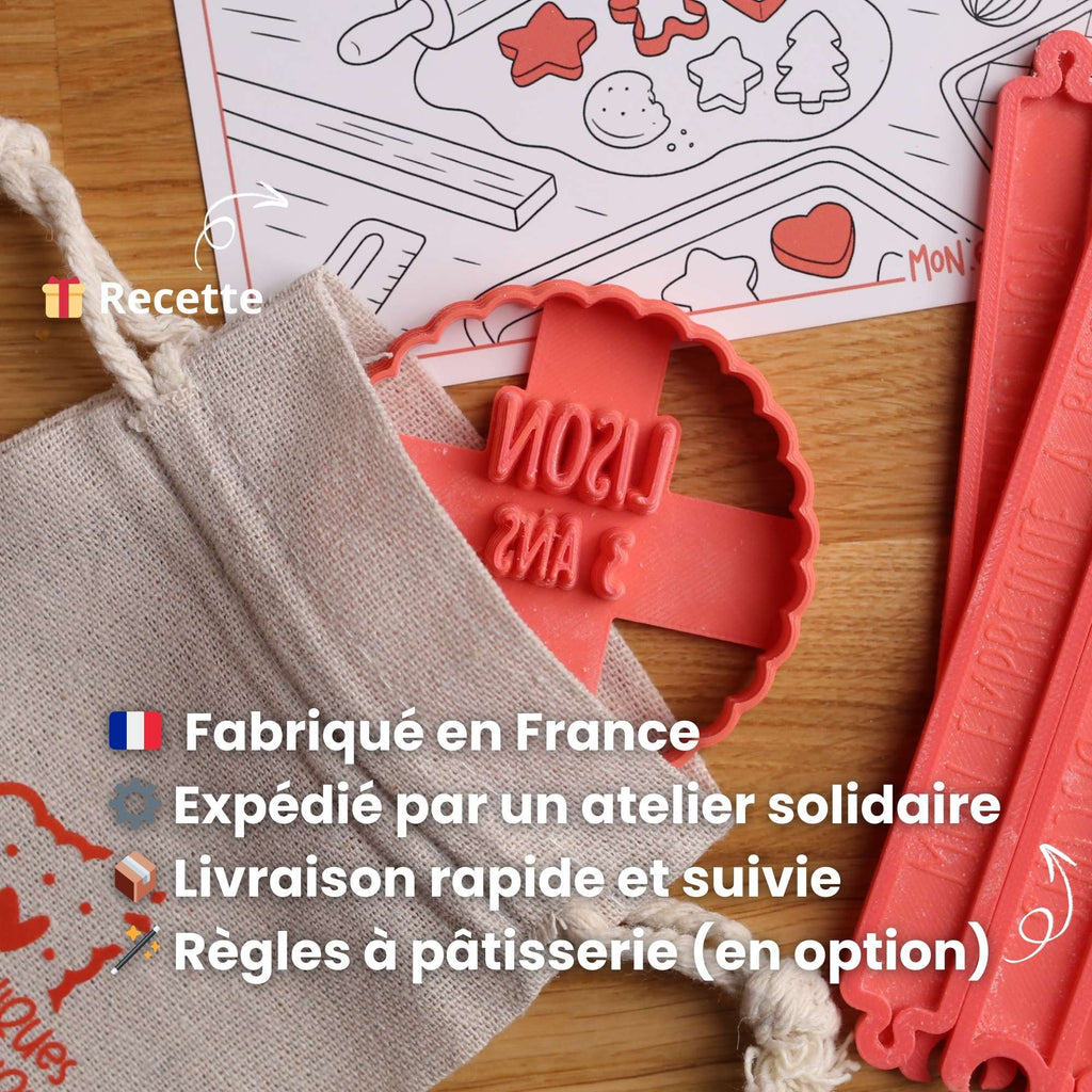Emporte-pièce personnalisé prénom et âge avec nappage chocolat possible
