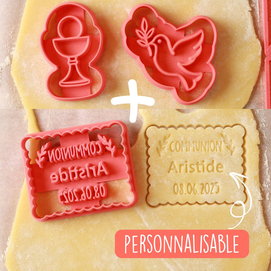 Pack emporte-pièces communion personnalisés + règles